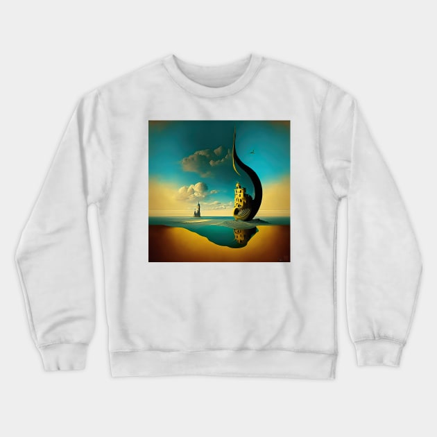 [AI Art] Distant escape, inspired by the works of a surrealist master Crewneck Sweatshirt by Sissely